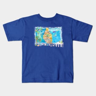 Montserrat Illustrated Travel Map with Roads and Highlights Kids T-Shirt